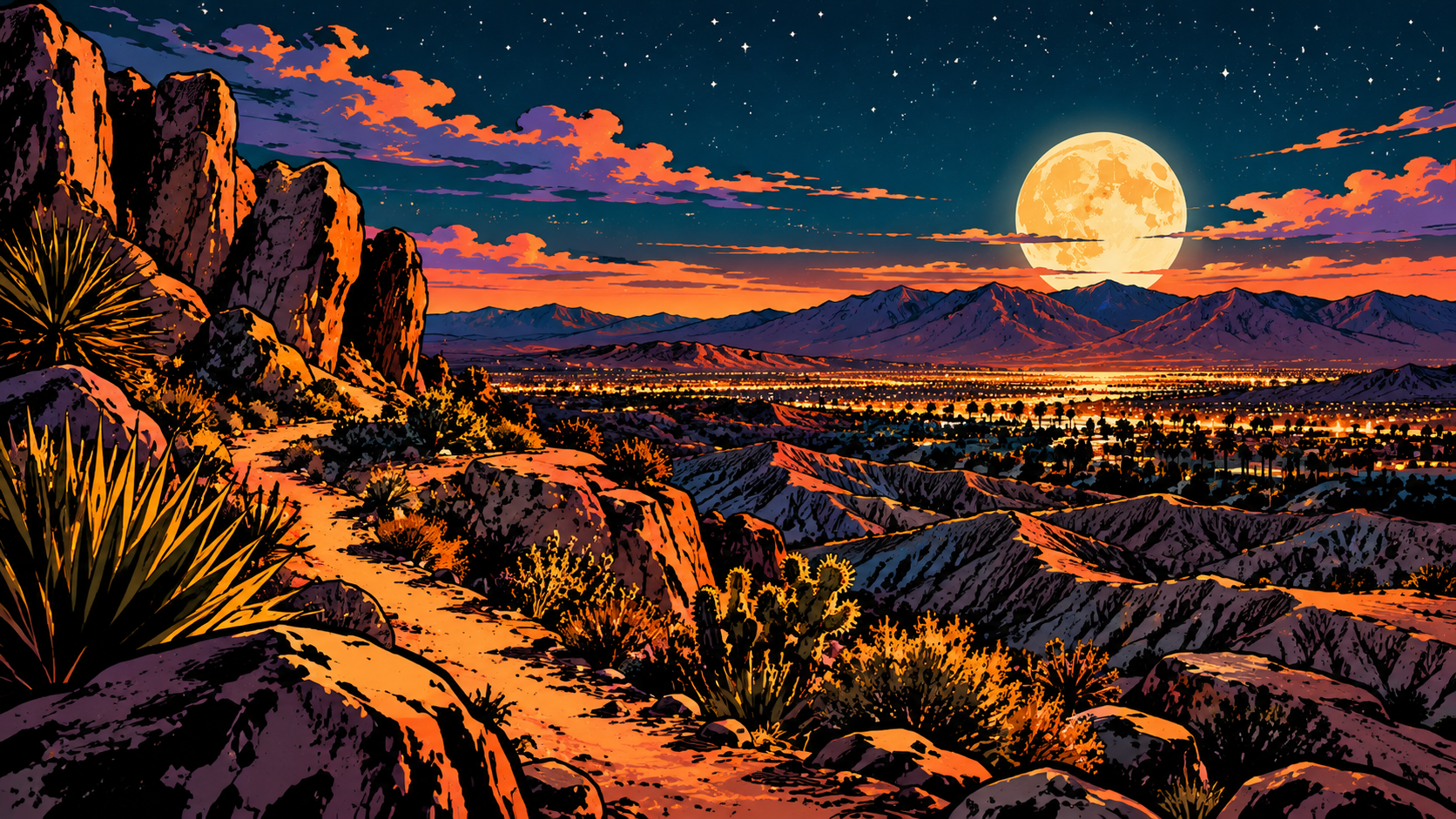 Día de los Muertos desert celebration illustration
